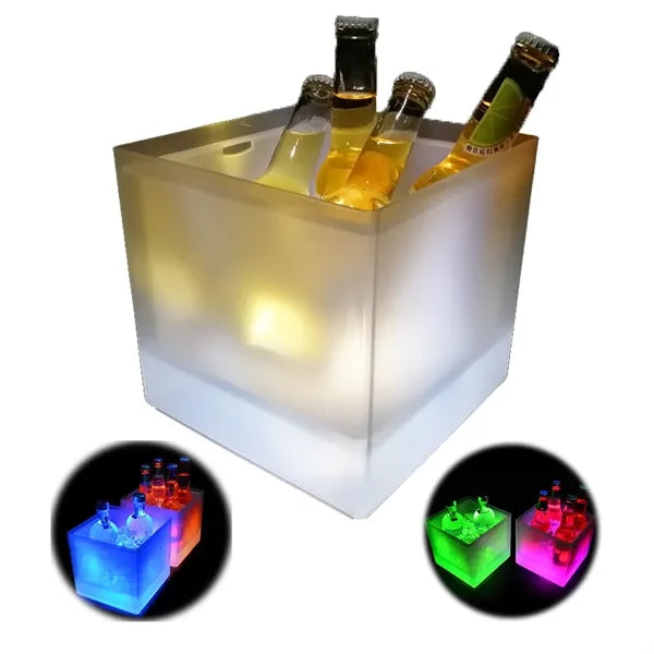 3.5L LED Multi-Color Light Up Square Cooler Ice Bucket