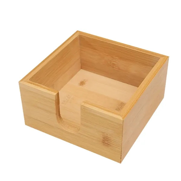 Square Bamboo Desktop Tissue Box Napkin Holder