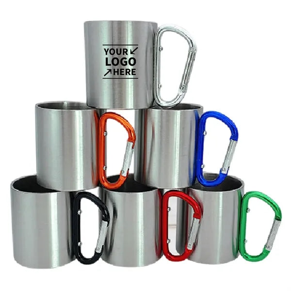 7oz Double Wall Stainless Steel Mug W/ Carabiner Handle