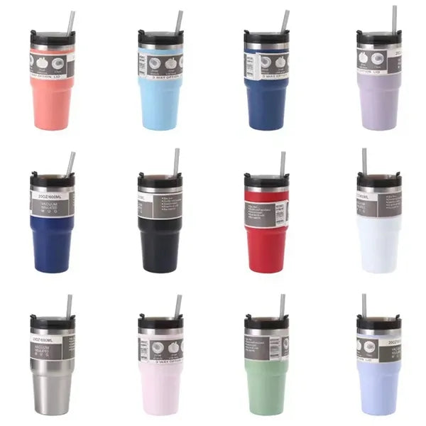 20 Oz Steel Vacuum Insulated Tumbler W/ Lid & Straw