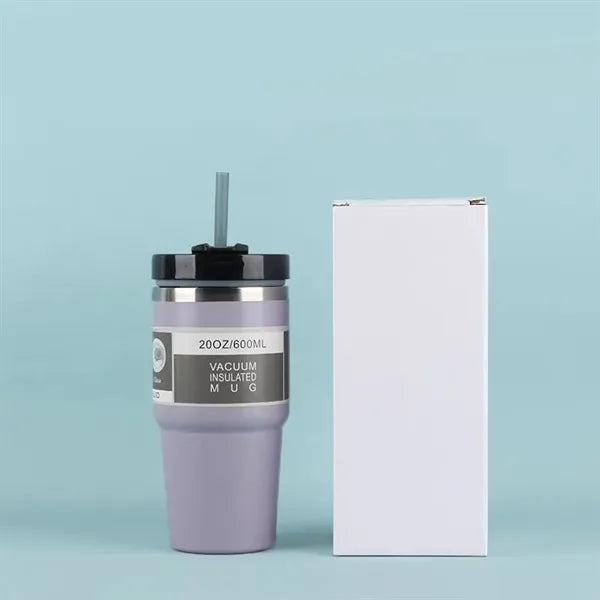 20 Oz Steel Vacuum Insulated Tumbler W/ Lid & Straw