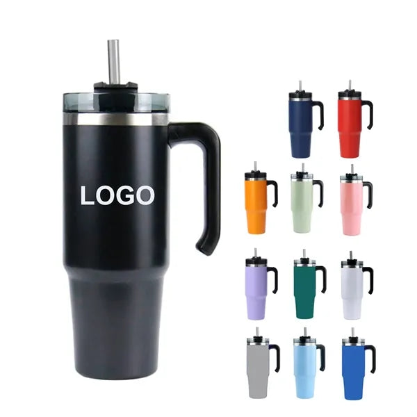 30 Oz Tavel Car Water Holder Insulated Vacuum Mug W/ Handle