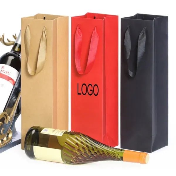 Elegant Single Kraft Red Wine Carrier Bag