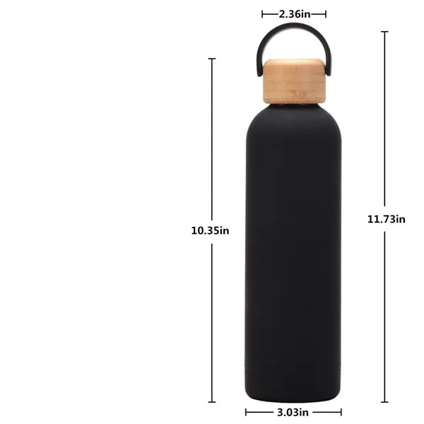 Handheld Bamboo Lid Insulated Bottle 25 Oz.