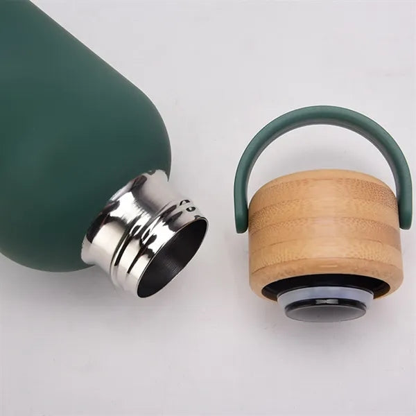 Handheld Bamboo Lid Insulated Bottle 25 Oz.