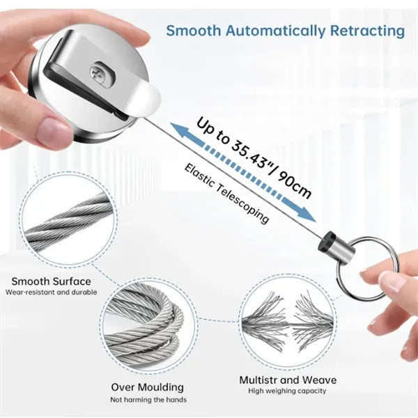 Steel Wire Heavy Duty Retractable Pull Pen Pencil Holder