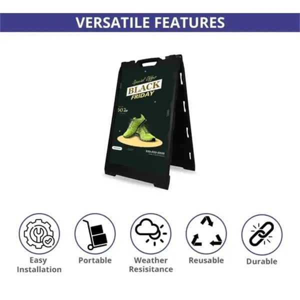 Signicade Black Sidewalk Sign Package (2 Printed panel)