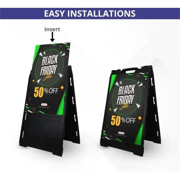 Signicade Black Sidewalk Sign Package (2 Printed panel)