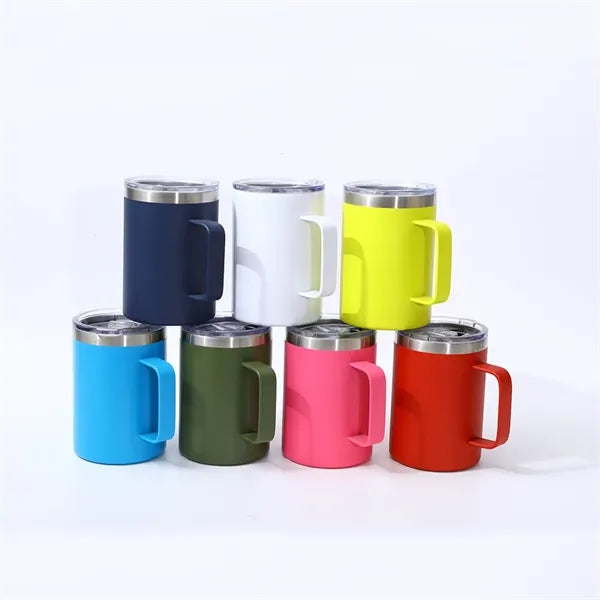 12 Oz Double Layer Thermos Mug With Lid And Handle