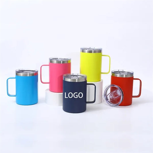 12 Oz Double Layer Thermos Mug With Lid And Handle