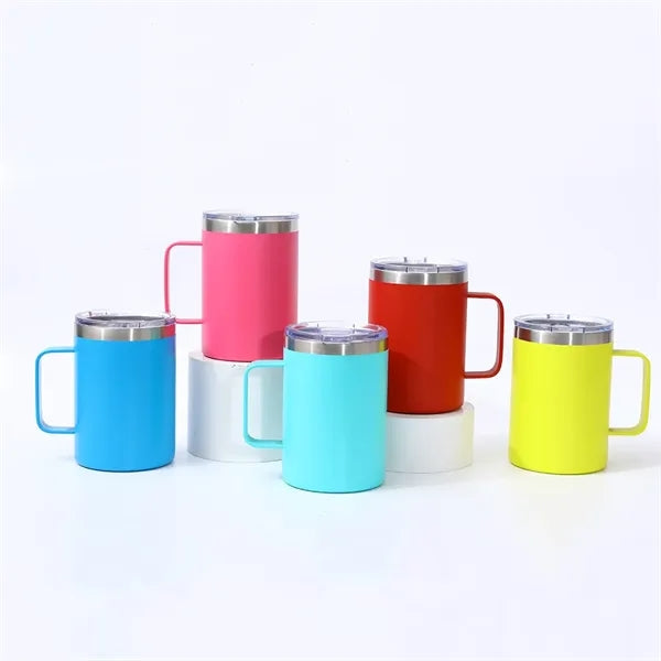 12 Oz Double Layer Thermos Mug With Lid And Handle