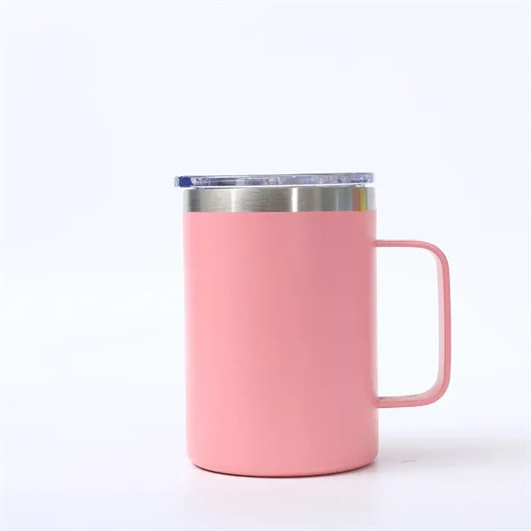 12 Oz Double Layer Thermos Mug With Lid And Handle