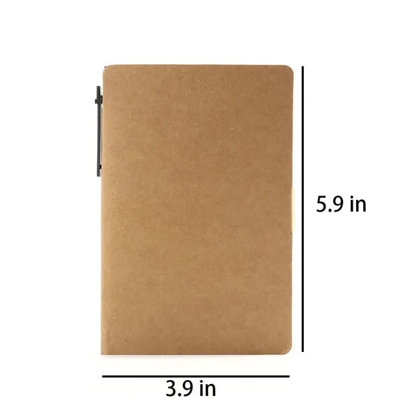 Mini Kraft Paper Cover Notepad Sticky Note Holder with Pen