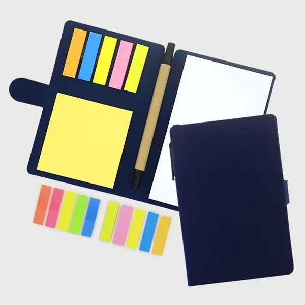 Mini Kraft Paper Cover Notepad Sticky Note Holder with Pen