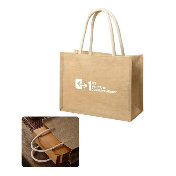 Natural Two Tone Jute Tote Bag
