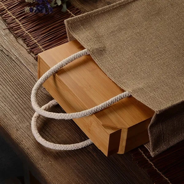 Natural Two Tone Jute Tote Bag