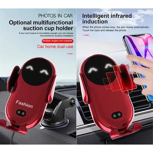 10W Fast Wireless Charger Smart Infrared Car Mobile Holder