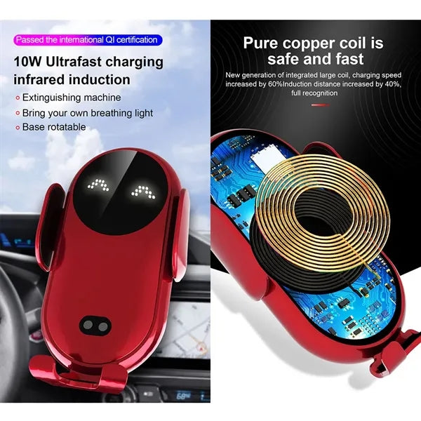 10W Fast Wireless Charger Smart Infrared Car Mobile Holder