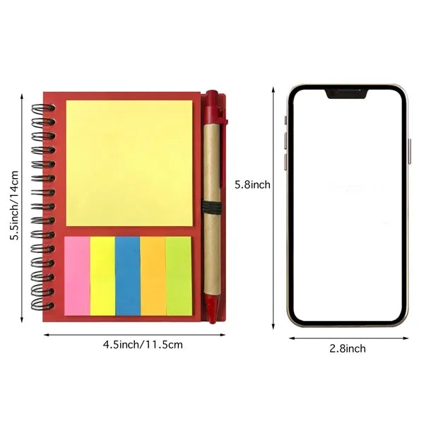 Spiral Notebook Lined Notepad with Pen in Holder