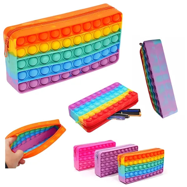 Fidget Pencil Pen Case Simple Sensory Silicone Bubble Toy