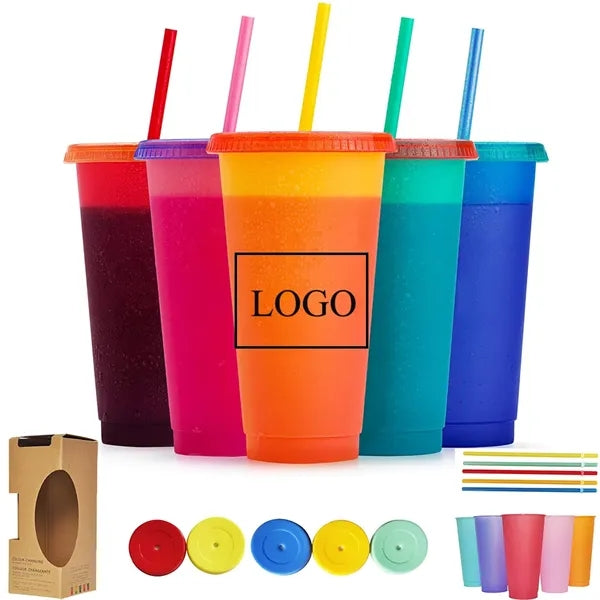 Color Changing Cups with Lids Straws 710ML