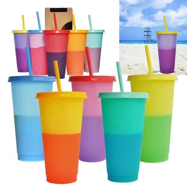 Color Changing Cups with Lids Straws 710ML