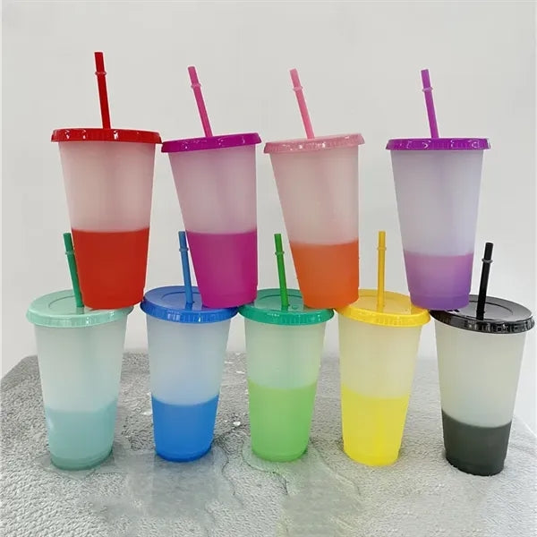 Color Changing Cups with Lids Straws 710ML