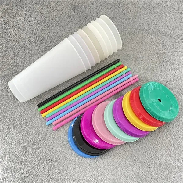 Color Changing Cups with Lids Straws 710ML