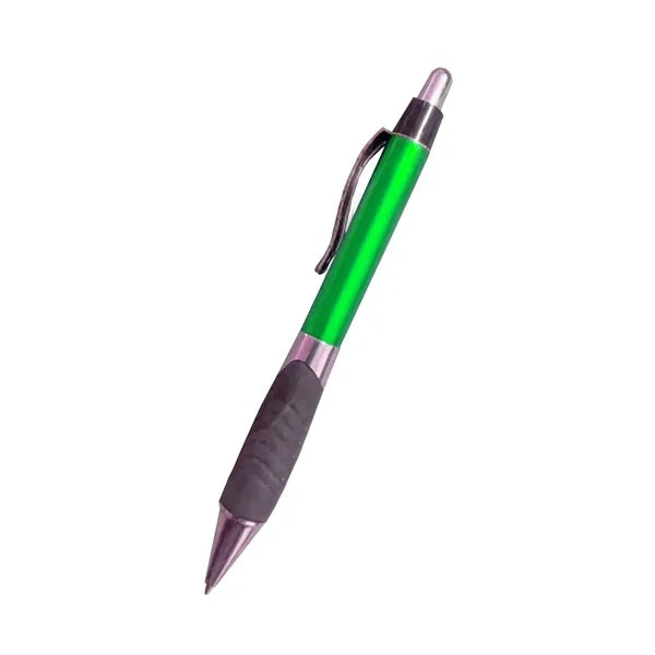 Retractable Plastic Ballpoint Pen with Soft Rubber Grip