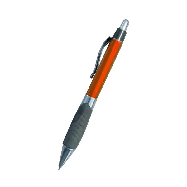 Retractable Plastic Ballpoint Pen with Soft Rubber Grip
