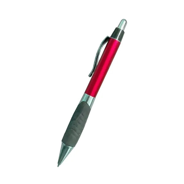 Retractable Plastic Ballpoint Pen with Soft Rubber Grip