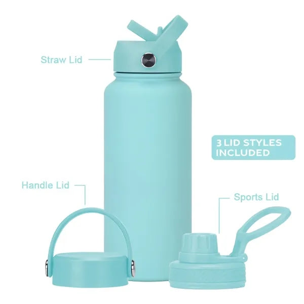 Three Lid Stainless Steel Insulated Tumbler 32 Oz.
