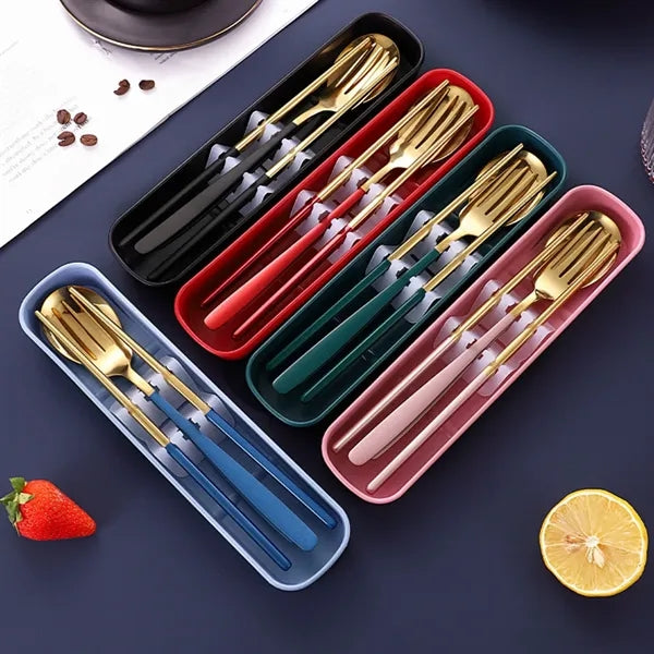 Compact Stainless Steel 3-Piece Camp Cutlery Set