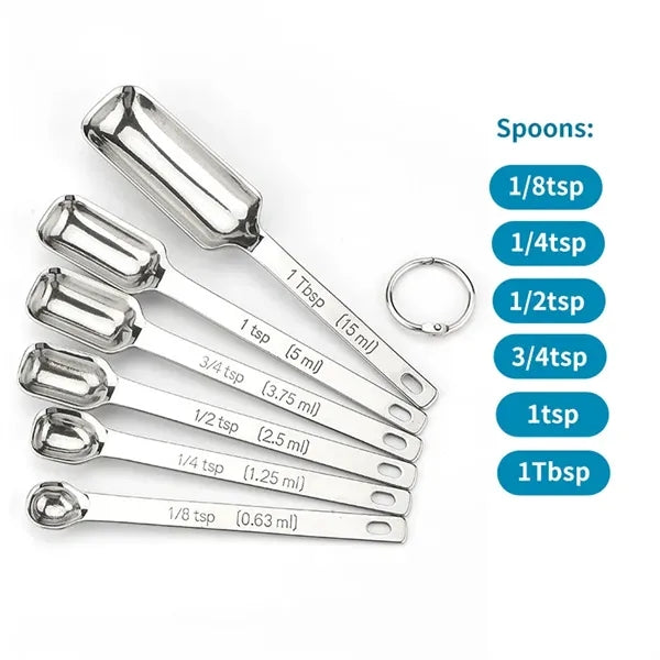 6 set Stainless Steel Measuring Spoons