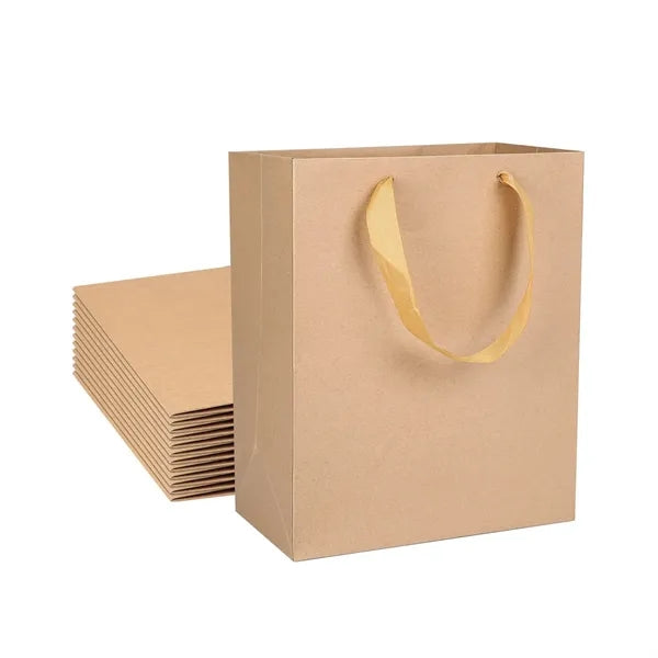Kraft Gift Bags with Ribbon Handles