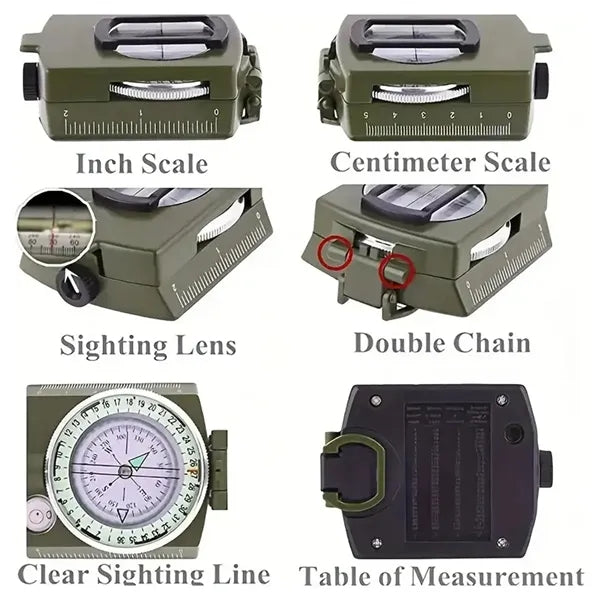 Military Compass Sighting Luminous Camping Survival Supplies