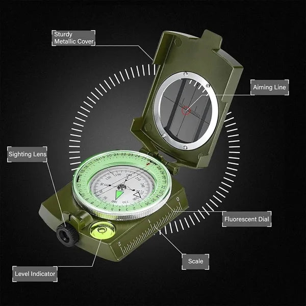 Military Compass Sighting Luminous Camping Survival Supplies