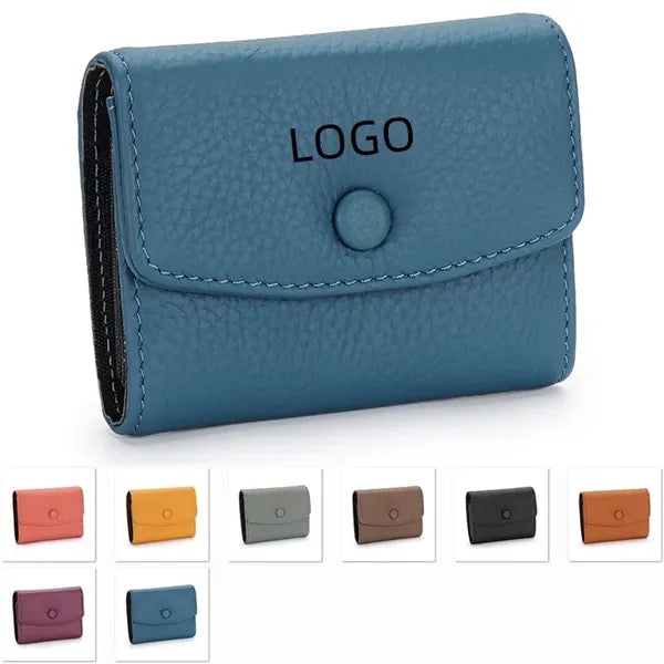 Genuine Leather Short Wallet With 11 Card Slots For Women
