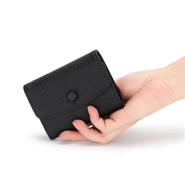 Genuine Leather Short Wallet With 11 Card Slots For Women