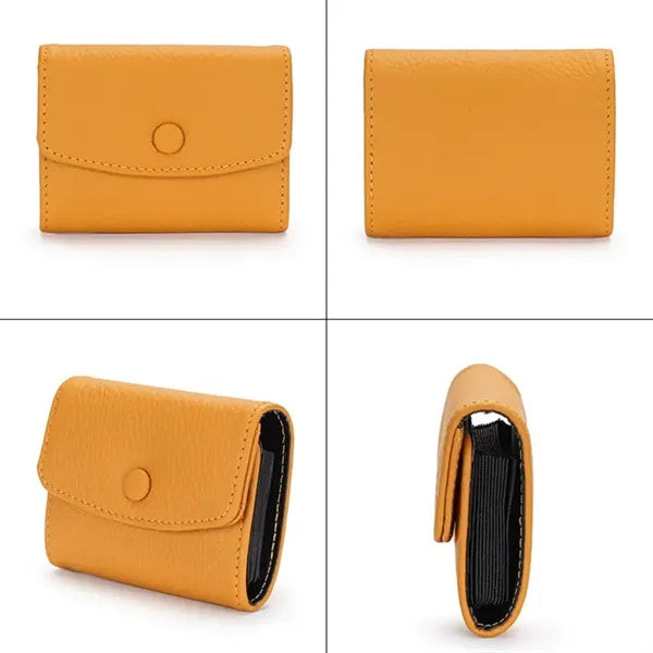 Genuine Leather Short Wallet With 11 Card Slots For Women