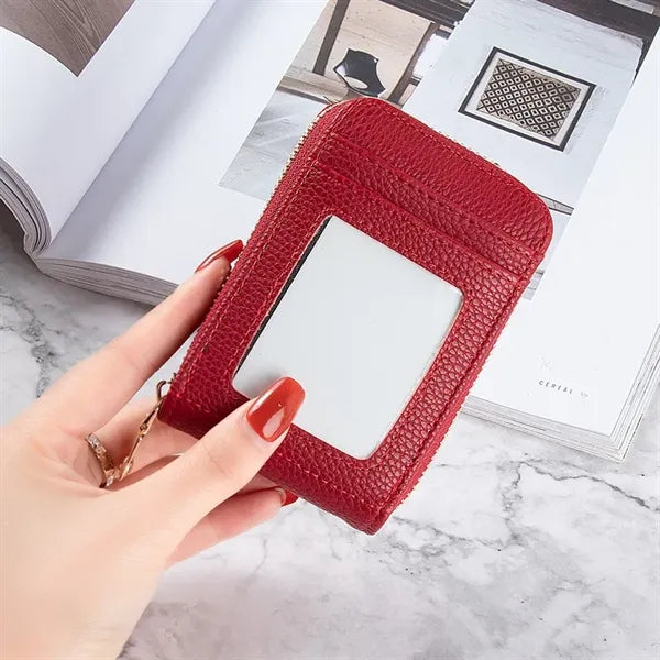 PU Leather Wallet With ID Window And 10 Card Slots For Women