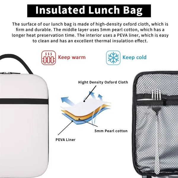 Cooler Bag Insulated Lunch Box W/ Carry Handles Mesh Pocket