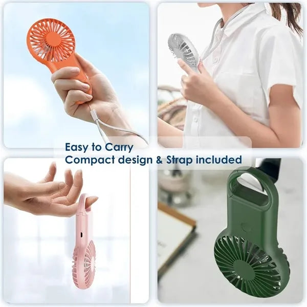 Mini Handheld Fan For Travel Bulid in Clip Carabiner
