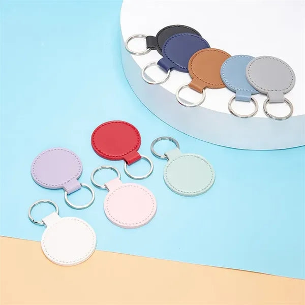 Retro Creative PU Imitation Leather Round Keychain