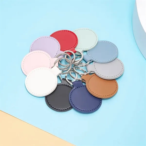 Retro Creative PU Imitation Leather Round Keychain