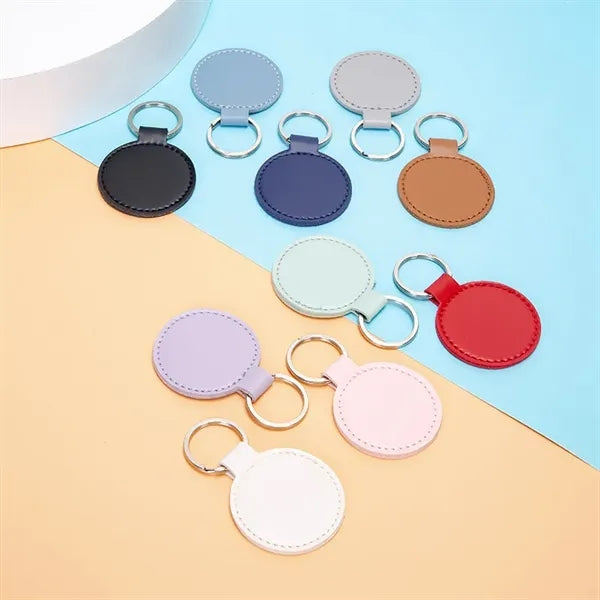 Retro Creative PU Imitation Leather Round Keychain