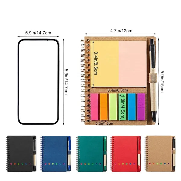 Colored Sticky Note Index Tab Spiral Notebook