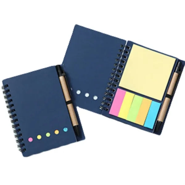 Pocket Colored Sticky Note Brown Paper Spiral Notebook
