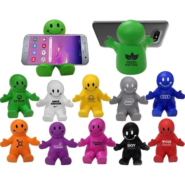 Man Smiling Face PU Stress Relief Ball And Phone Holder