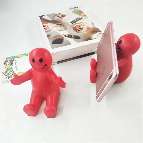 Man Smiling Face PU Stress Relief Ball And Phone Holder